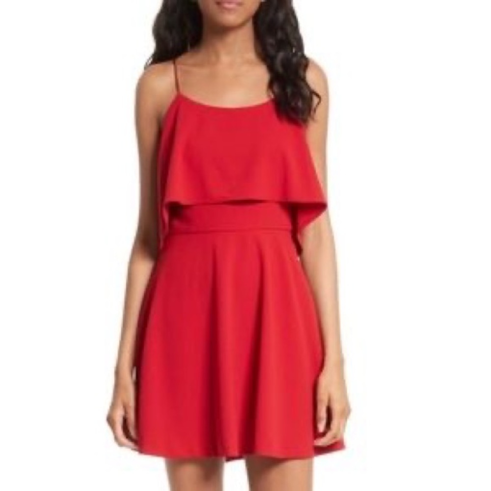 Alice + Olivia Red Spaghetti-Strap Fit-and-Flare Dress